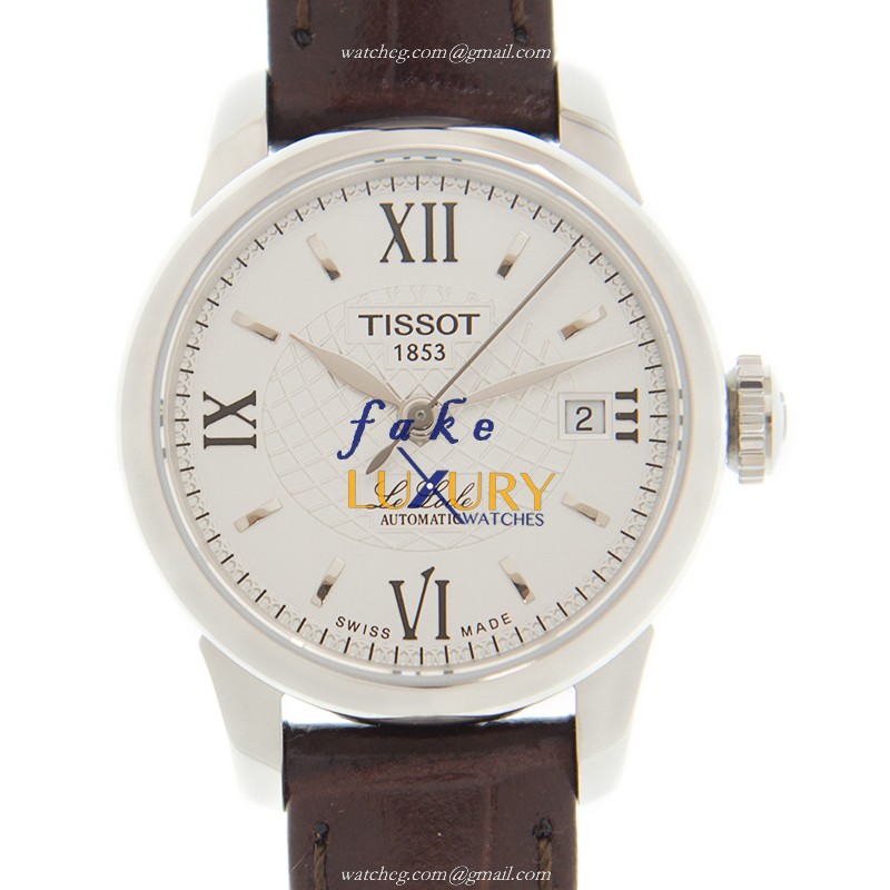 Tissot T41.1.113.77 Replica Watch, Automatic Movement, Silver Dial, Steel Case, Brown Leather Strap - Luxury Replica Watch