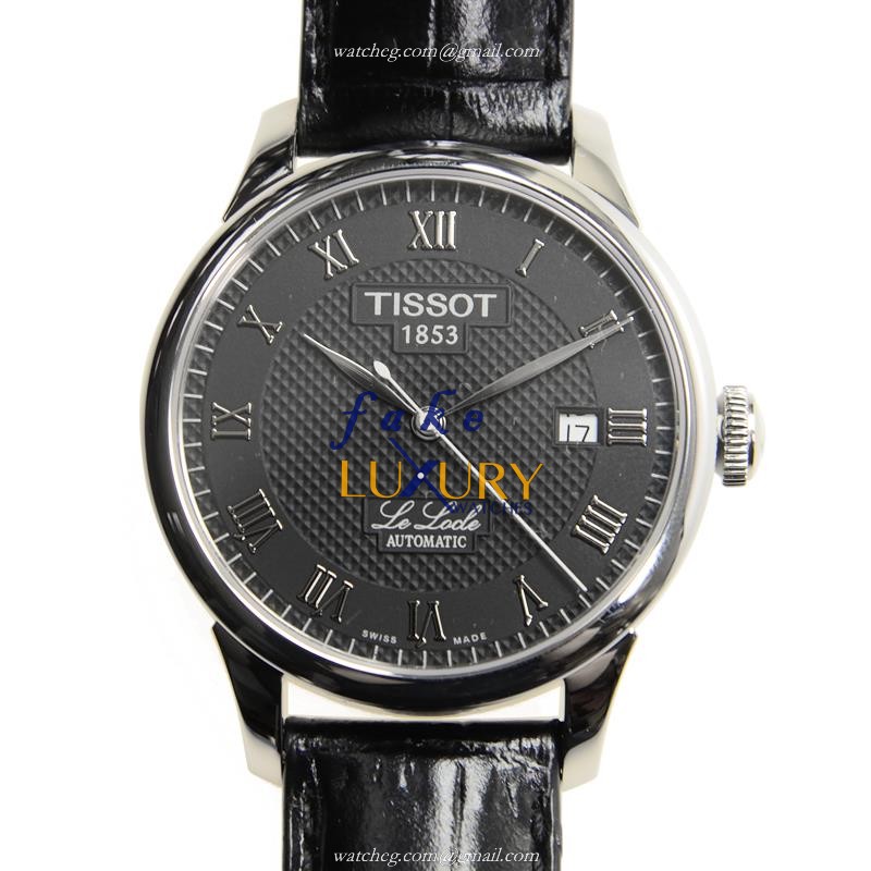 Tissot T41.1.423.53 Replica Watch Automatic Movement Black Dial Steel Case Leather Strap - Luxury Replica Watch