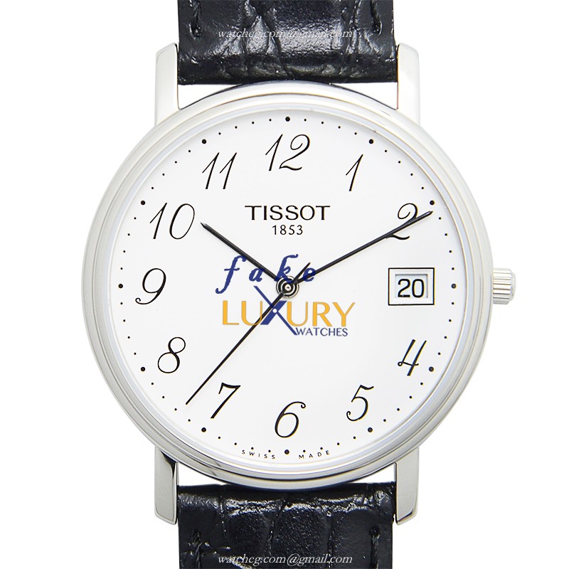 Tissot T-CLASSIC Replica Watch T52.1.421.12 Quartz Movement White Dial Steel Case Leather Strap - Luxury Replica Watch
