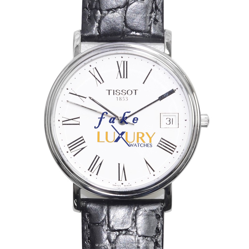 Tissot T52.1.421.13 Replica Watch, White Dial, Steel Case, Quartz Movement, Black Leather Strap - Luxury Replica Watch