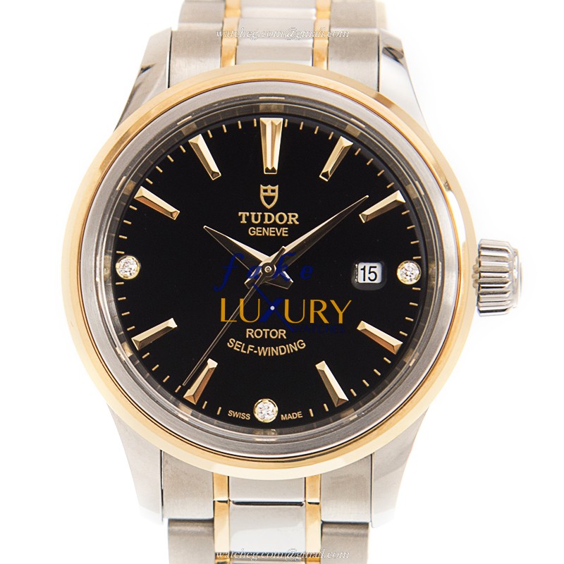 Tudor 12103-65013-369DI-BK Automatic 18kt Gold & Steel Replica Watch - Black Dial, Sapphire Crystal - Luxury Replica Watch