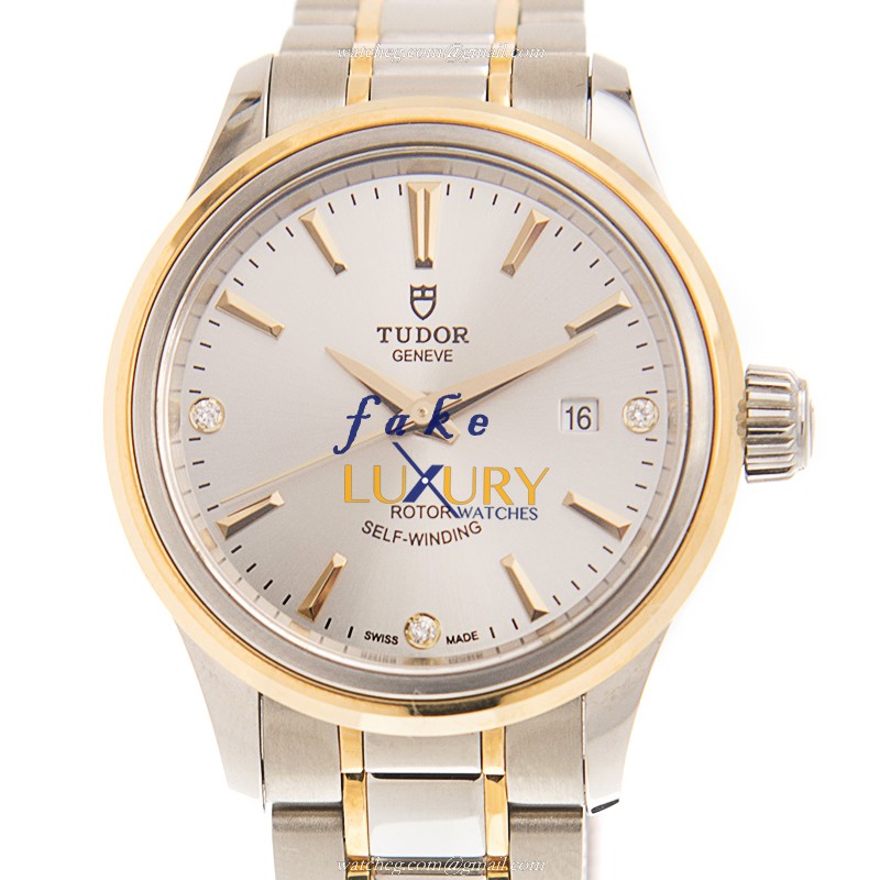 Tudor 12103-65013-369DI-SV | Automatic | 18kt Gold Diamond Steel | Silver Dial Gold Strap | Replica - Luxury Replica Watch