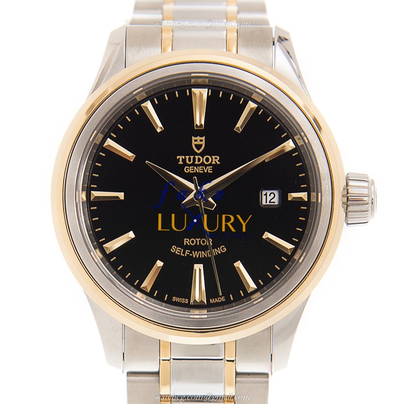 TUDOR 12103-65013-BK | Automatic | 18kt Gold & Steel | Black Dial Replica Watch - Luxury Replica Watch