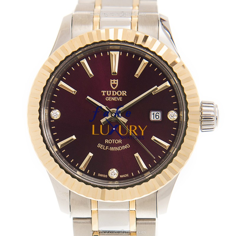 Brand Tudor Model 12113-65013-369DI-PUR Replica Watch, Automatic, 18kt Gold & Steel Case, Purple - Luxury Replica Watch