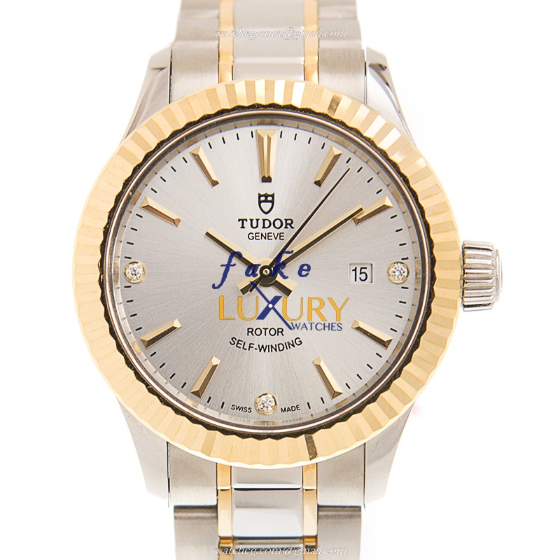 - Tudor 12113-65013-369DI-SV Replica Watch - Automatic - Silver Dial - 18kt Gold & Steel Case - Luxury Replica Watch