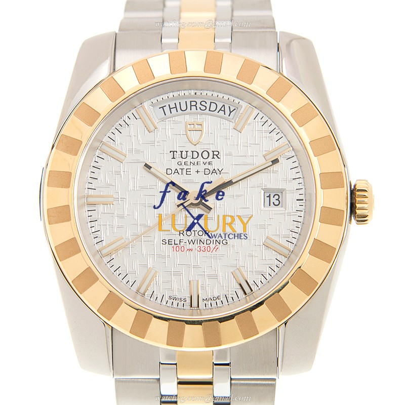 Tudor 21013-62113-SVCL CLASSIQUE Automatic 18kt Gold & Steel Replica Watch - Swiss Movement, Silver - Luxury Replica Watch