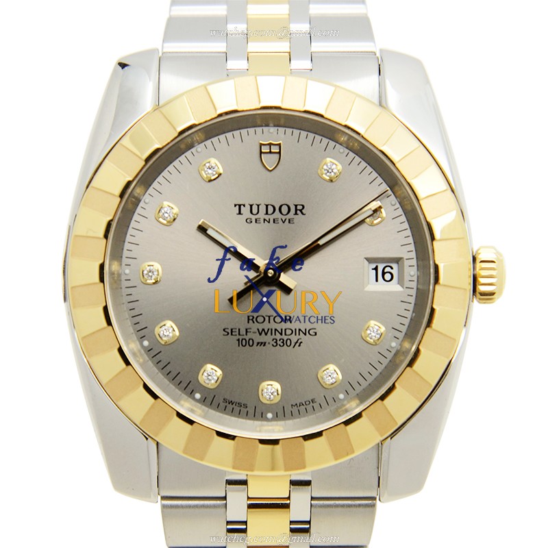 Tudor 21013-62583-10DI-GY CLASSIQUE Auto 18kt Gold Steel Case Replica Watch, Automatic, 38mm, Dark - Luxury Replica Watch
