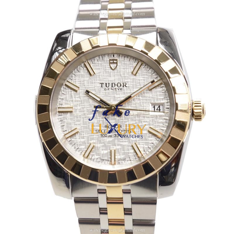 Tudor 21013-62583-SVCL CLASSIQUE Automatic 18kt Gold & Steel Replica Watch - Silver Dial, Sapphire - Luxury Replica Watch