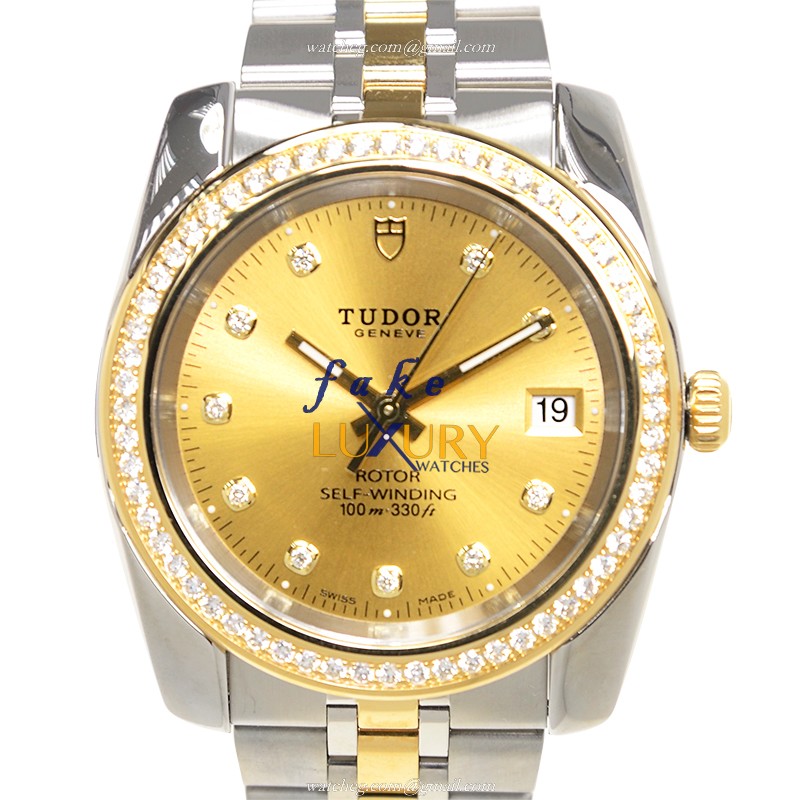 Tudor 21023-62583-10DI-CH CLASSIQUE Automatic | 18kt Gold & Diamond & Steel | Replica Watch - Luxury Replica Watch