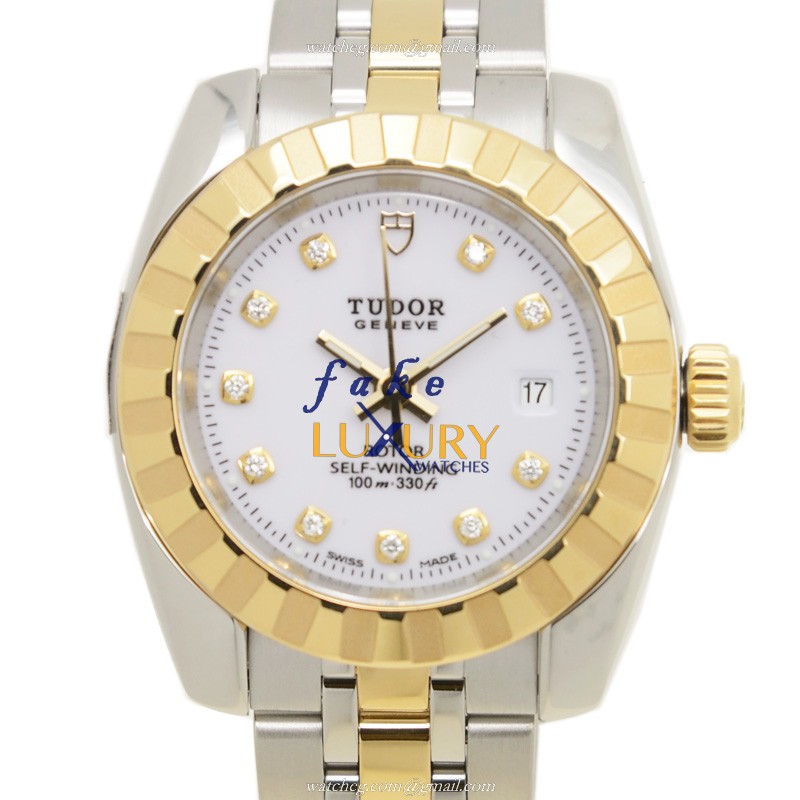 Tudor Replica Watch 22013-62543-10DI-WT Automatic White Dial Gold Steel - Luxury Replica Watch