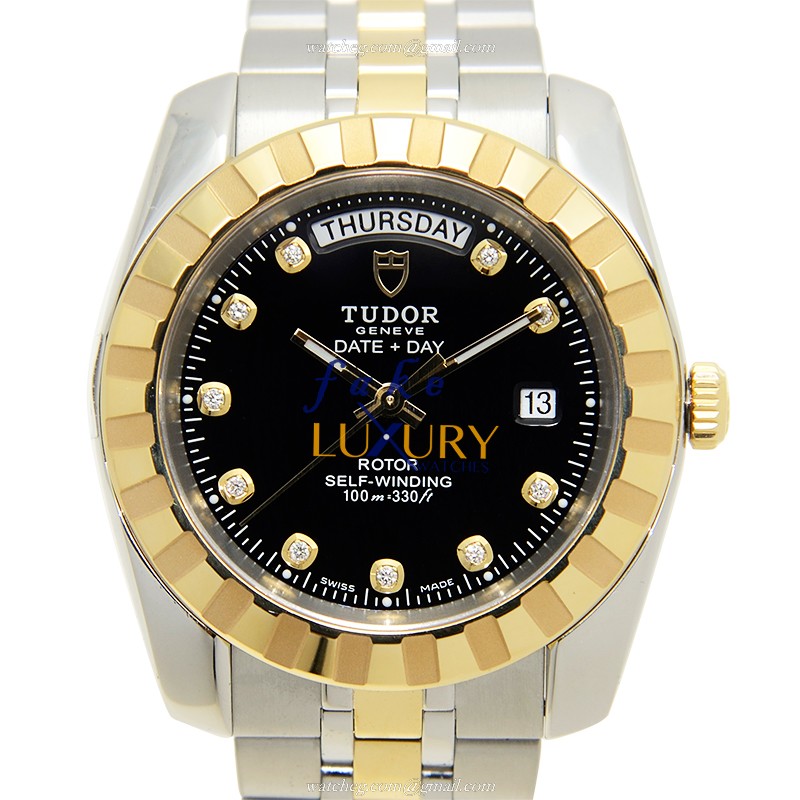 Tudor 23013-62113-10DI-BK CLASSIQUE Automatic Gold & Steel - 41mm Black Dial Replica Watch - Tudor - Luxury Replica Watch