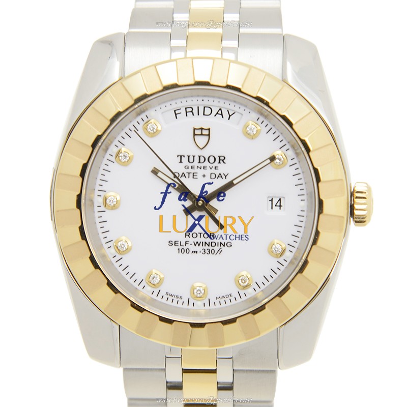 Tudor 23013-62113-10DI-WT CLASSIQUE Automatic 18kt Gold & Steel - White Dial - Replica Watch - Luxury Replica Watch