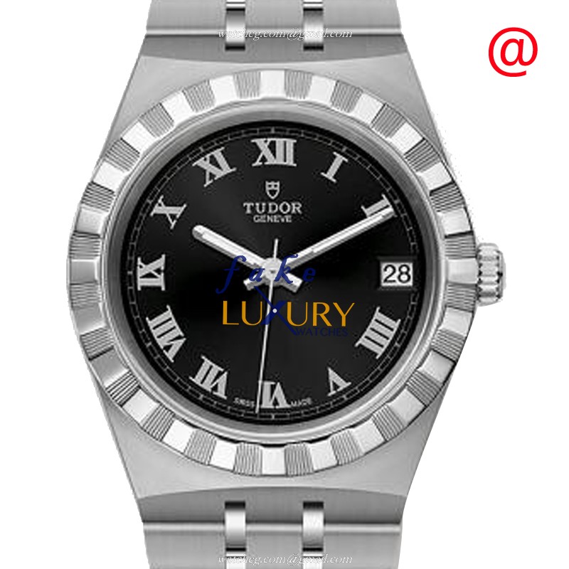 -28400-91060-BLACK Tudor Royal Automatic Stainless Steel Replica Watch - Black Dial, Silver Strap - Luxury Replica Watch