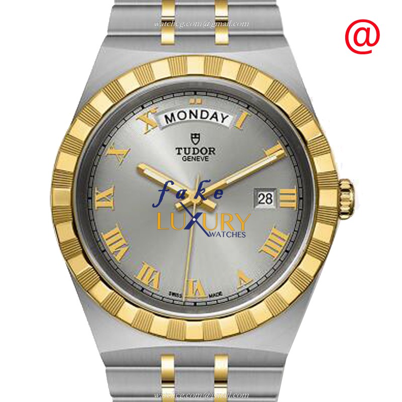 Brand Tudor Royal Automatic Watch, 28603-91033-SILVER, 41mm Case, Silver Dial, Gold & Steel Strap - Luxury Replica Watch