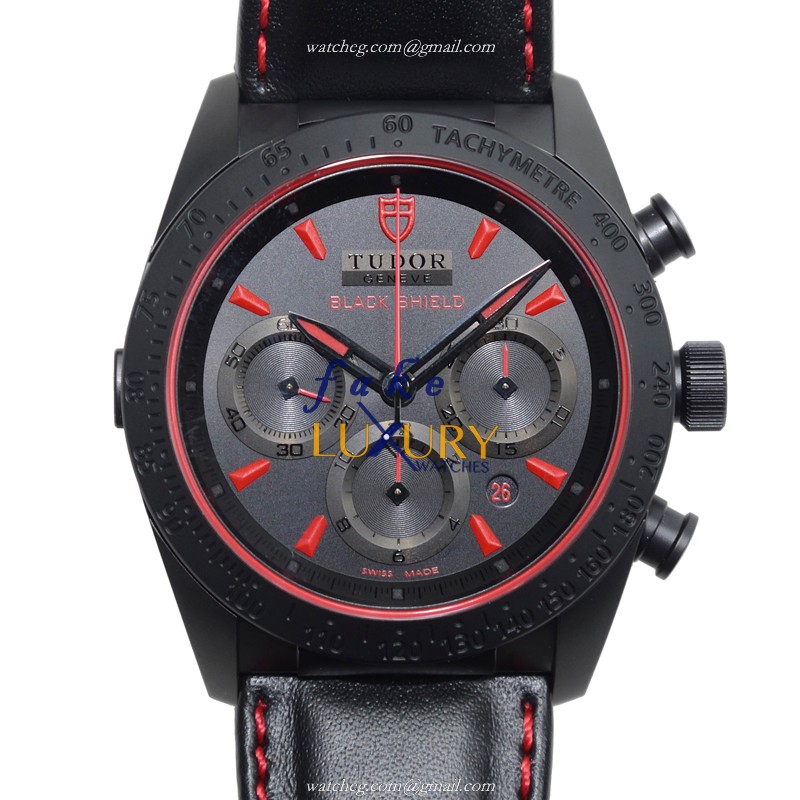 Tudor 42000CR FASTRIDER Automatic Ceramic Replica Watch, 42mm, Black Dial, Leather Strap - Luxury Replica Watch