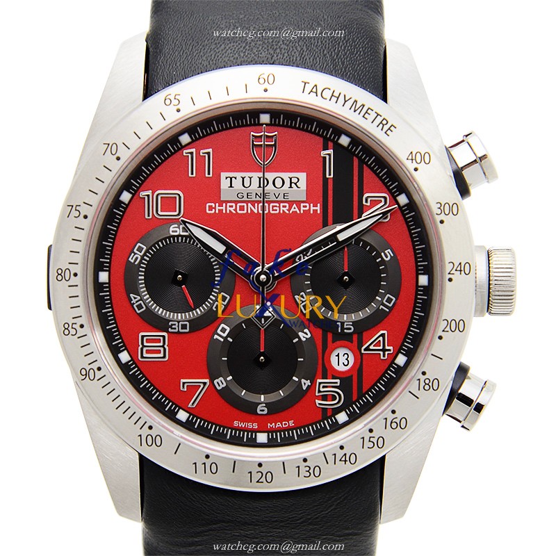 Tudor 42000D FASTRIDER Automatic Steel Case Replica Watch - Red Dial, Leather Strap - Luxury Replica Watch