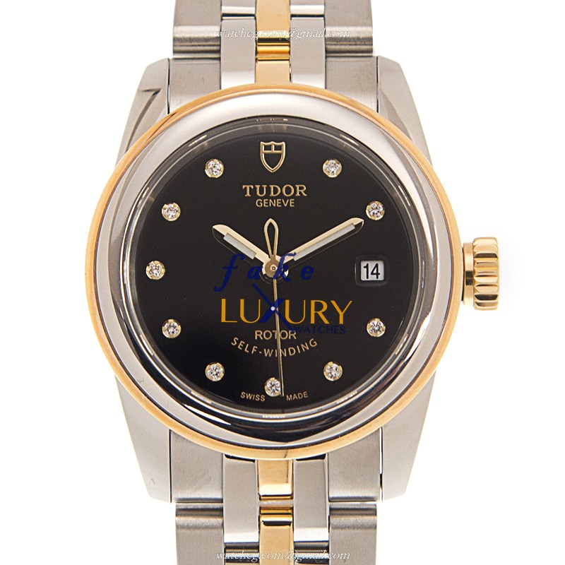 -51003-68013-10DI-BK Tudor GLAMOUR DATE Automatic Replica Watch - Stainless Steel - Black Dial - Luxury Replica Watch