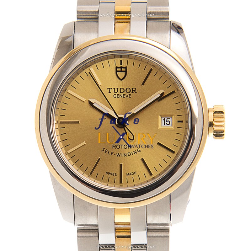 Tudor 51003-68013-CH GLAMOUR DATE Auto 18kt Gold/Steel Replica Watch, Swiss Movement - Luxury Replica Watch