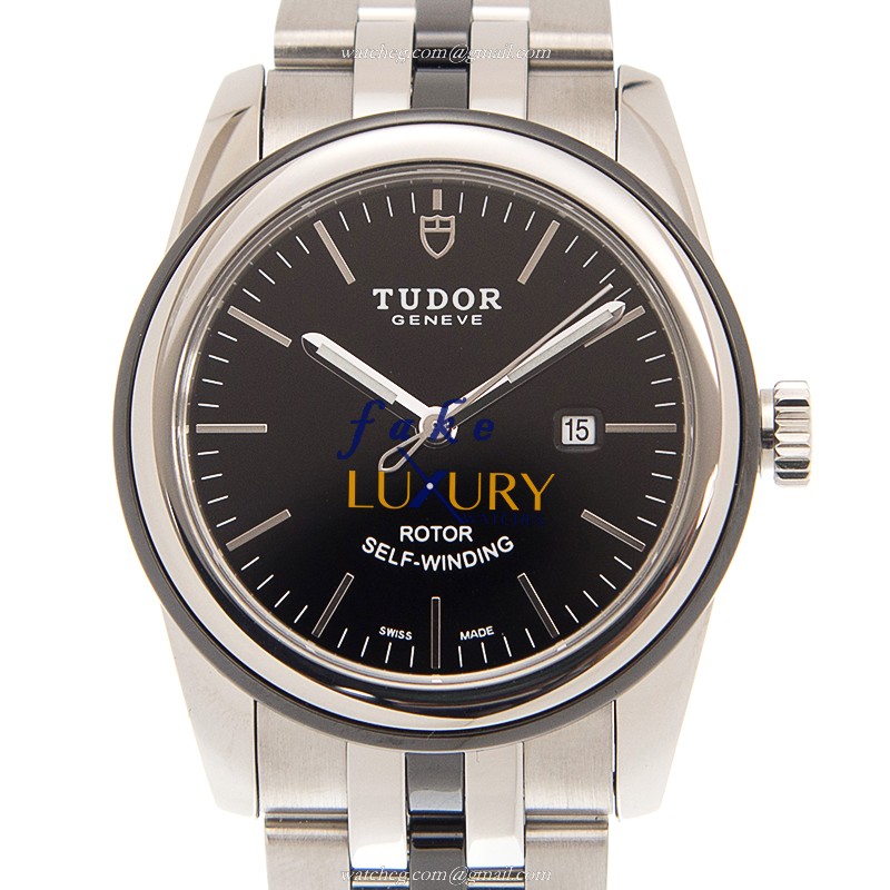 Tudor 53010N-68030N-BK GLAMOUR DATE Automatic Stainless Steel Replica Watch, Black Dial, Silver - Luxury Replica Watch