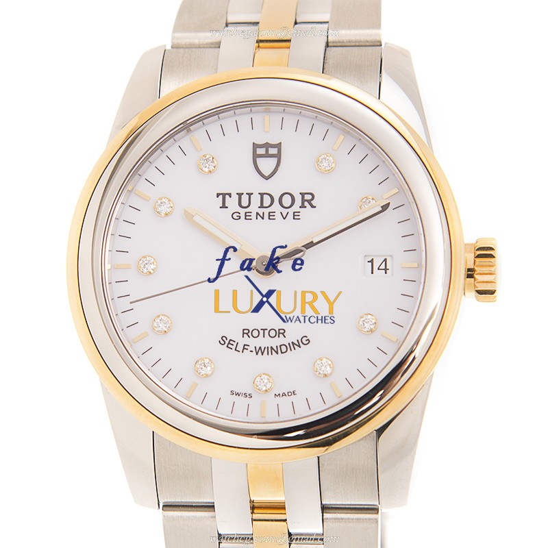 Tudor 55003-68053-10DI-WT - Replica Glamour Date Watch - Automatic - Gold & Steel Case - Luxury Replica Watch