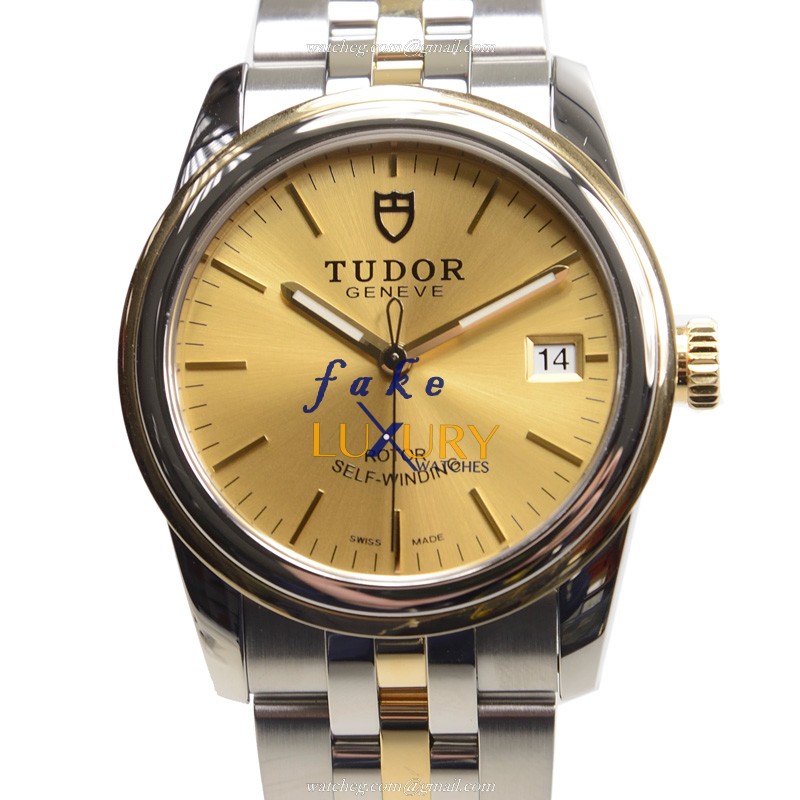 -55003-68053-CH Tudor GLAMOUR DATE Replica Watch - Automatic - 18kt Gold & Silver Case - Luxury Replica Watch