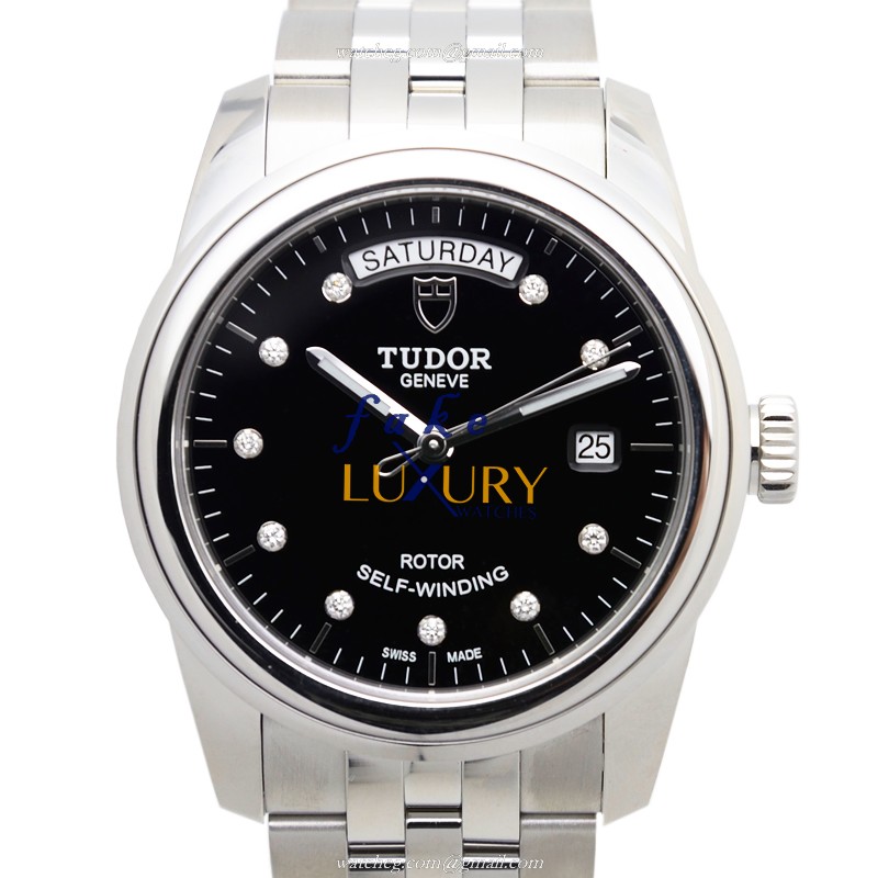 -56000-68060-10DI-BK Tudor GLAMOUR DATE Automatic Replica Watch - Stainless Steel - Black Dial - Luxury Replica Watch