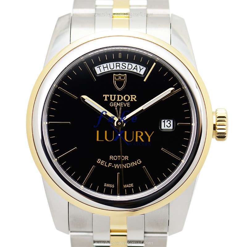 - Tudor 56003-68063-BK GLAMOUR DATE Automatic Gold & Steel Replica Watch - Black Dial - Luxury Replica Watch