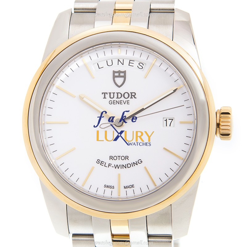 Tudor 56003-68063-WT GLAMOUR DATE | Automatic Gold & Steel | 39mm White Dial | Silver & Gold Strap - Luxury Replica Watch