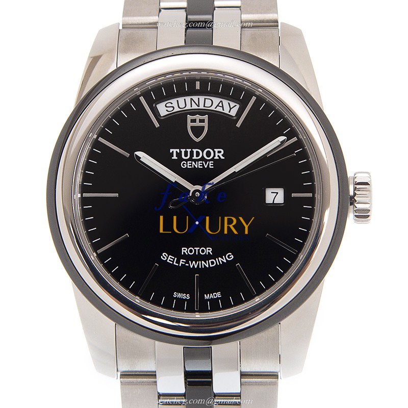 Tudor 56010N-68060N-BK GLAMOUR DATE Auto Stainless Steel Replica Watch - Black Dial, Silver Strap - Luxury Replica Watch