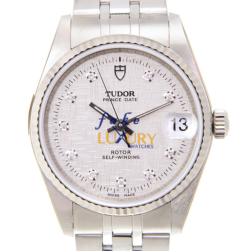 Tudor 72034-62450A-10DI-SVC Automatic 18kt White Gold Replica Watch, Silver Dial, Steel Case - Luxury Replica Watch
