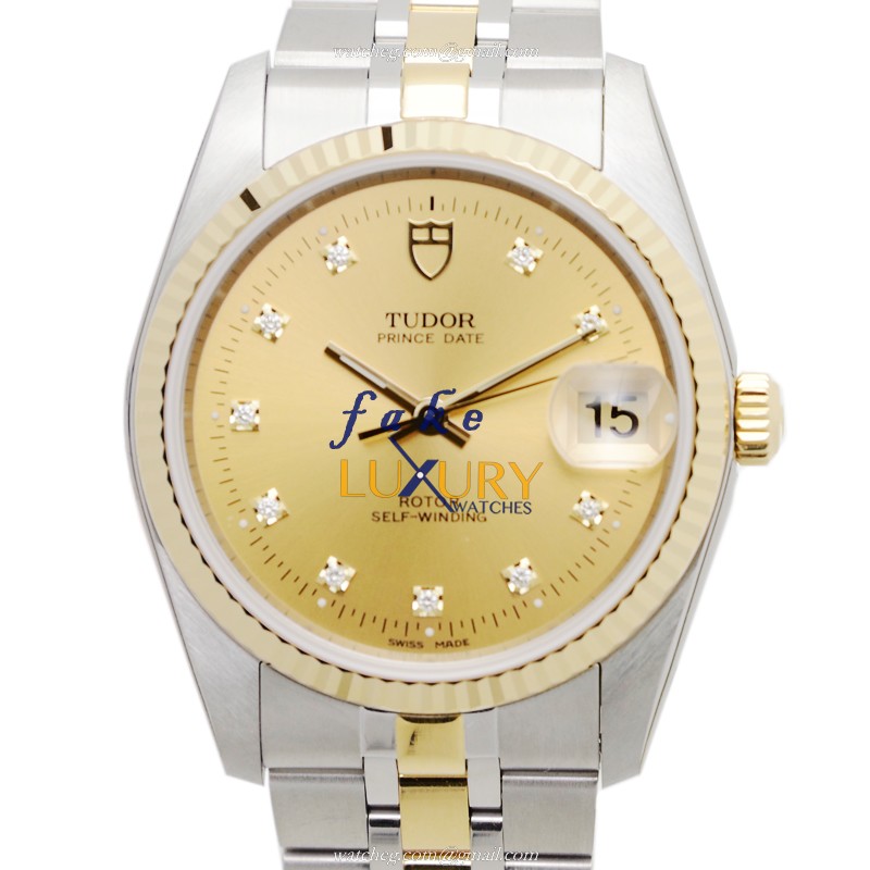 Tudor 74033-62473-10DI-CH Replica Watch, Automatic Movement, 18kt Gold & Steel Case, Gold Dial - Luxury Replica Watch