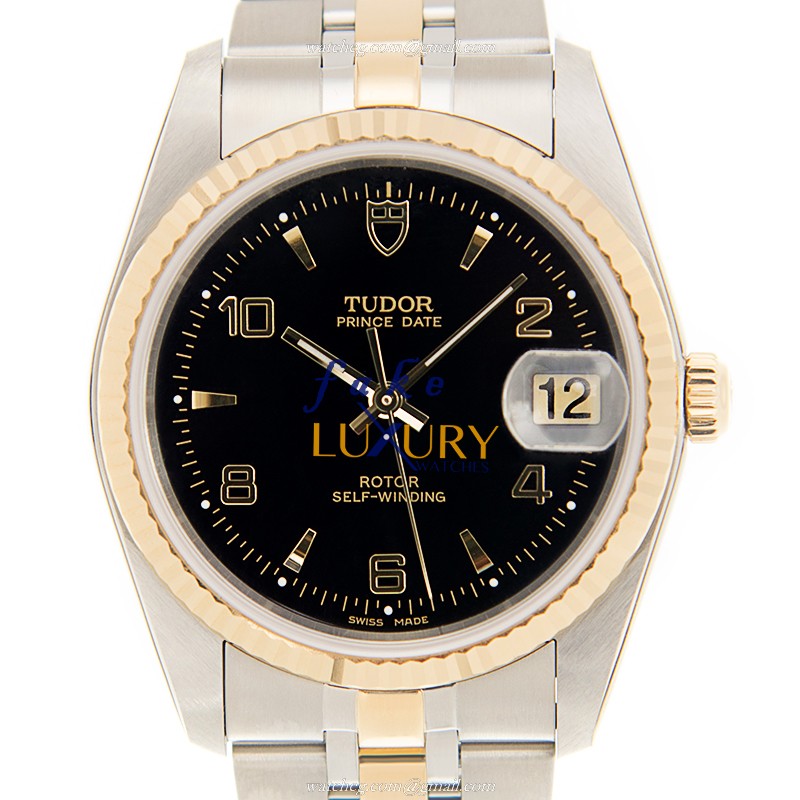 Tudor 74033-62473-26810AR-BK Replica Watch, Automatic, 18kt Gold & Steel, Black Dial, Silver & Gold - Luxury Replica Watch