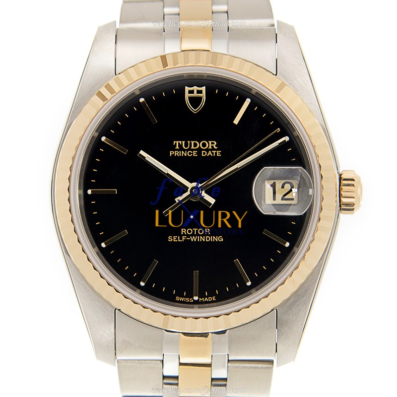 Tudor 74033-62473-BK Replica Watch - Automatic 18kt Gold & Steel Case, Black Dial, Sapphire - Luxury Replica Watch