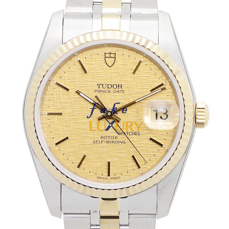 Tudor 74033-62473-CHCL Replica Watch, Automatic, 18kt Gold & Steel Case, Gold Dial, Silver Strap - Luxury Replica Watch
