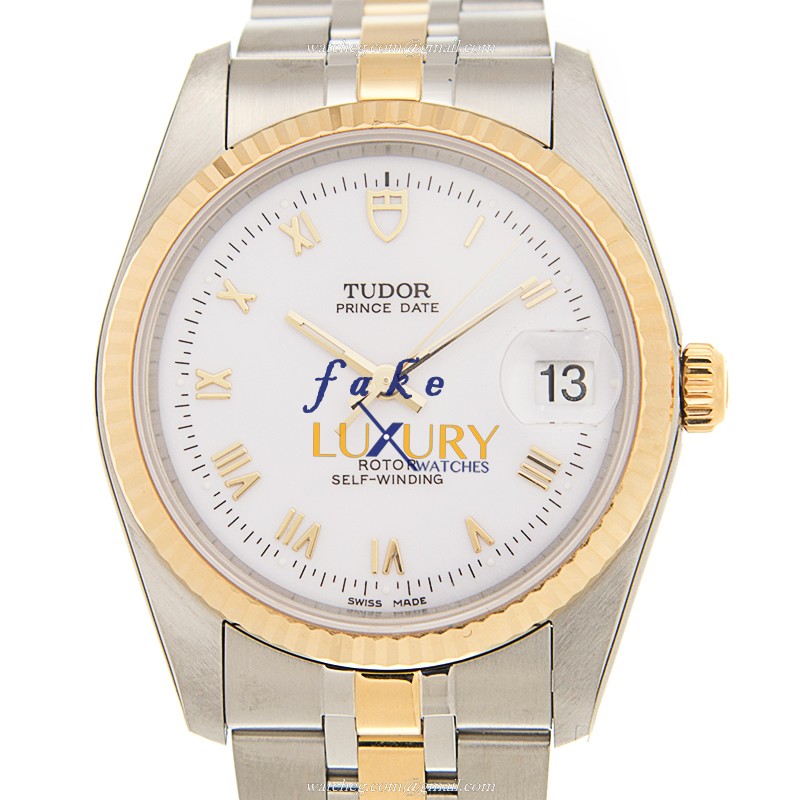 Tudor 74033-62473-WTRN Automatic 18kt Gold & Steel Case White Dial Replica Watch - Luxury Replica Watch