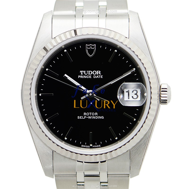 Tudor 74034-62470-BK PRINCE DATE Replica Watch With Automatic Movement, Black Dial, Steel Bracelet - Luxury Replica Watch
