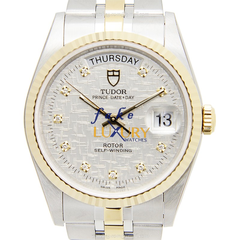 Tudor 76213-62483-10DI-SVCL Automatic 18kt Gold & Steel Watch - Replica - Silver Dial & Band - Luxury Replica Watch