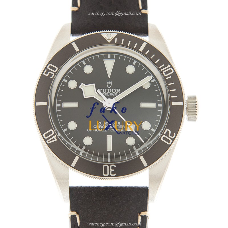 Tudor 79010SG Black Bay 1958 Automatic Silver Case Replica Watch with Brown Leather Strap - Luxury Replica Watch