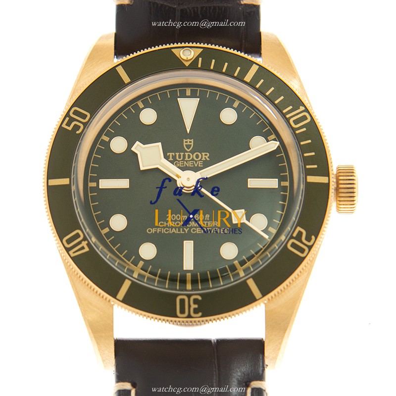 Tudor 79018V LEATHER STRAP Replica Watch, Green Dial, 18kt Yellow Gold Case, Automatic Movement - Luxury Replica Watch