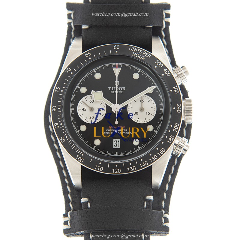 Tudor 79360NBK-LS BLACK BAY CHRONO Automatic Stainless Steel Replica Watch 41mm Black Dial Leather - Luxury Replica Watch