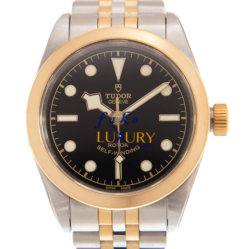 Tudor 79583BK BLACK BAY 32 AUTO GOLD STEEL CASE Sapphire Black Dial Silver Gold Strap Replica Watch - Luxury Replica Watch