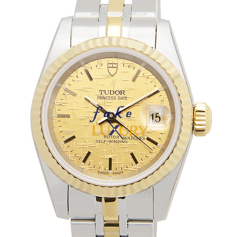 Tudor PRINCESS DATE 92413-62433-CHCL Gold Steel Auto Movement Replica Watch - Luxury Replica Watch