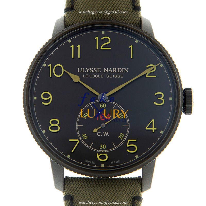 Ulysse Nardin 1183-320LE/BLACK Marine Replica Watch, Automatic, Black Dial, Steel Case, Green - Luxury Replica Watch