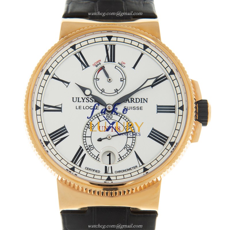Ulysse Nardin 1186-122/40 MARINE Replica Watch, Automatic, White Dial, 18kt Rose Gold Case - Luxury Replica Watch