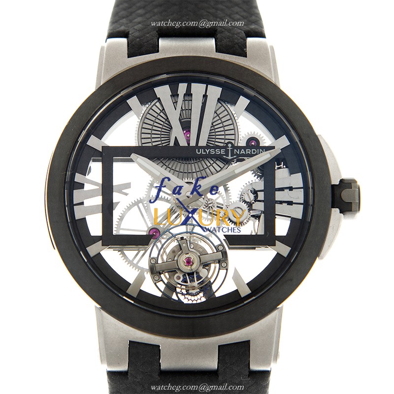 Ulysse Nardin 1713-139 Executive Manual Wind Titanium Transparent Skull Dial Replica Watch - Luxury Replica Watch