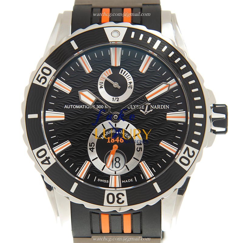 Ulysse Nardin 263-10-3/952 MARINE Automatic Replica Watch, Black Dial, Steel Case, Rubber Strap - Luxury Replica Watch