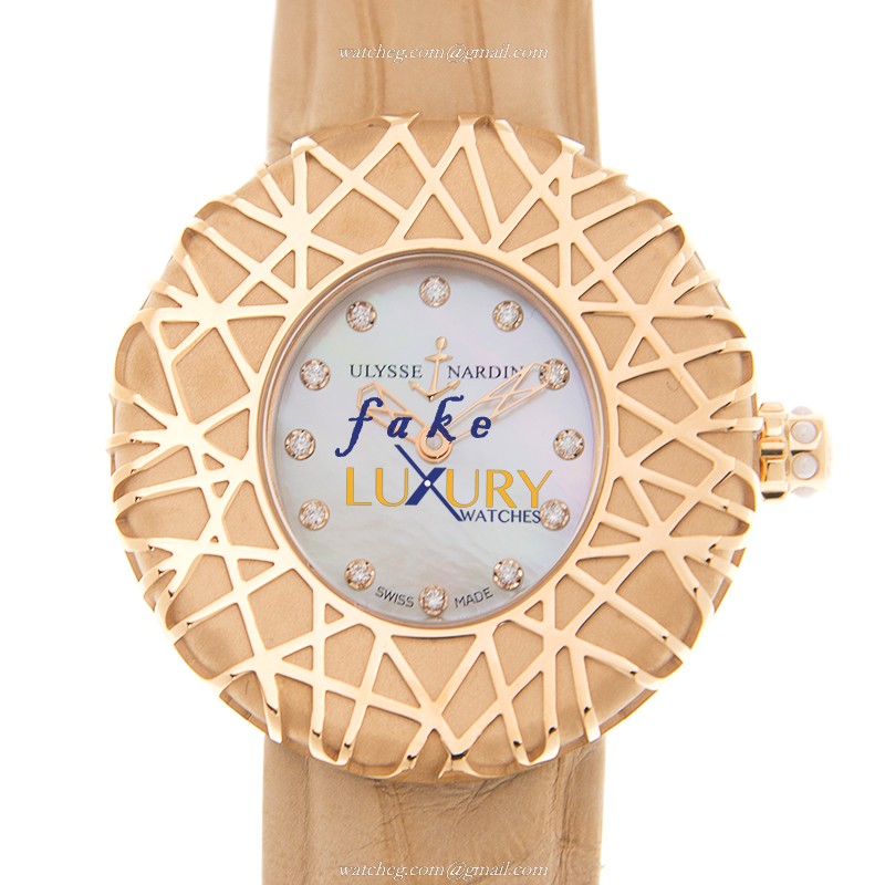Ulysse Nardin 8106-108 Classic Replica Watch, Automatic Movement, White Mother of Pearl Dial, 18kt - Luxury Replica Watch