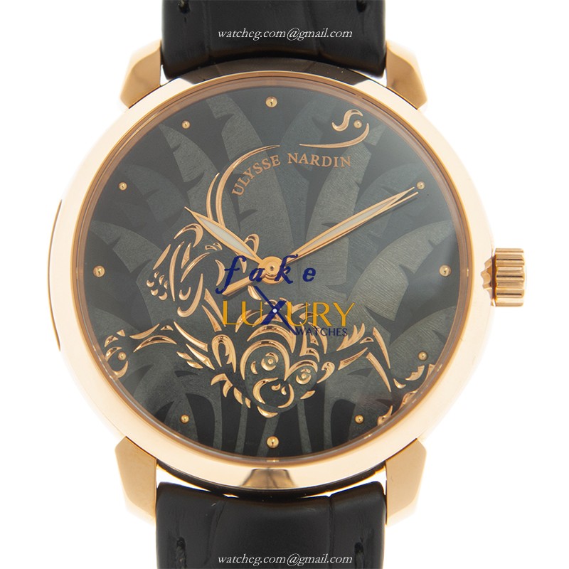 Ulysse Nardin 8152-111-2/SINGE - Replica Watch - Automatic - 18kt Rose Gold - Black Dial - Luxury Replica Watch