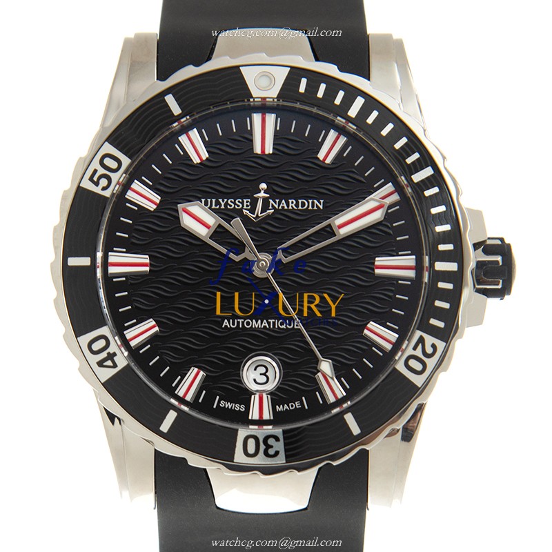 8153-180-3/02 - Ulysse Nardin MARINE Replica Watch Automatic Black Dial Rubber Strap - Luxury Replica Watch