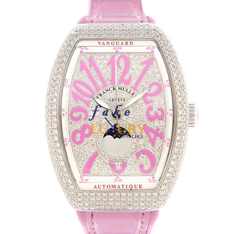 V 35 SC AT FO L D CD AC.RS - Franck Muller Vanguard Replica Watch - Automatic - Silver Dial - Pink